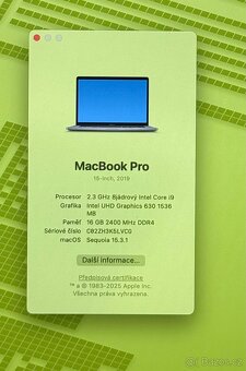 MacBook Pro 15” 2019 CTO/32GB RAM/i9/1TB SSD/ Záruka - 2