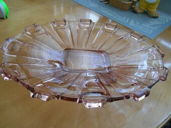 Stará skleněná mísa - růžové sklo 34cmx26cm - bez oťuků - 2