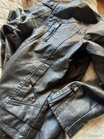 Nová bunda s podšívkou - barva černá, materiál PU kůže - 2