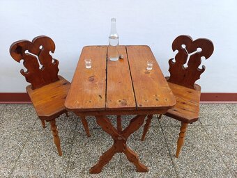 Selský jídelní set, stůl, 2 židle, nábytek z masívu - 2