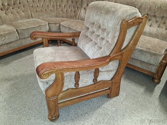 Sedací souprava rohová s křeslem rustikální - 2