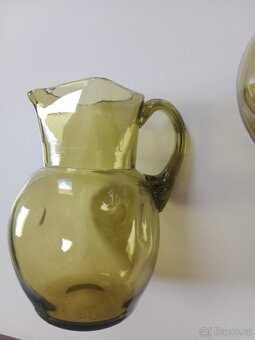 Sada 4× zelený foukaný džbánek – Bohemia Glass ČSSR - 2
