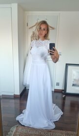 Nové krajkové svatební šaty M-L - 2