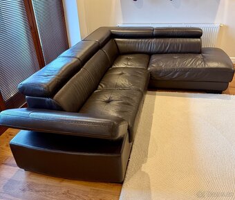 Kožená hnědá sedací souprava DeFo - 2