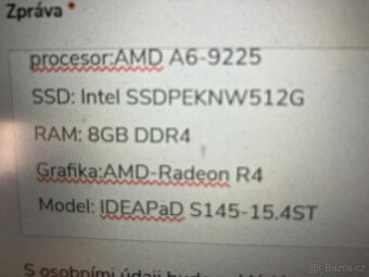 Prodám notebook Lenovo IDEA Pad S145-15.4ST - 2