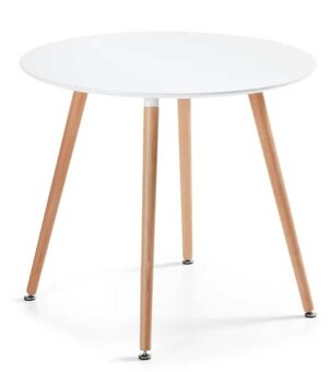Jídelní stůl kulatý 100 cm bílý - 2