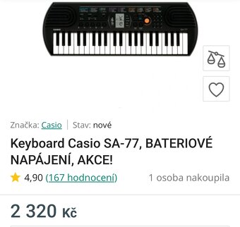 Keyboard Casio SA 77 bateriové napájení - 2