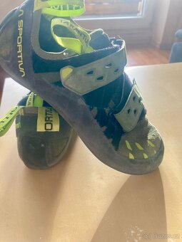 Lezečky La Sportiva Tarantula olive/neon vel. 38.5 + pytlík - 2