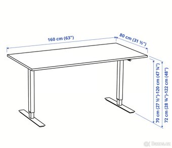 Polohovací stůl IKEA TROTTEN, bílý, 160 × 80 cm - 2