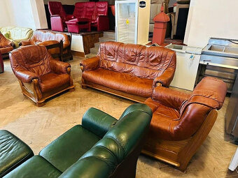 557 Rustikální kožená sedací souprava sedačka 3+1+1 masiv - 2