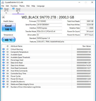 2TB PCIe 4.0 NVMe M.2 WD Black SN770 - 2