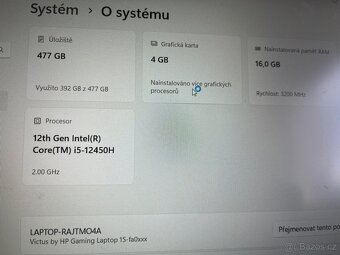 Herní notebook HP Victus I5, RTX 3050 - 2