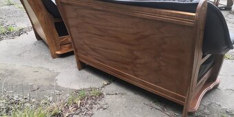Kožená dvojsedačka s dřevem - 2