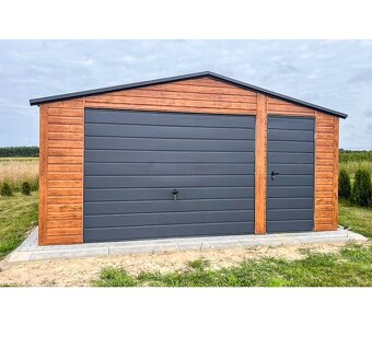 Plechova garáž 5x5m výklopná vrata - dveře - 2