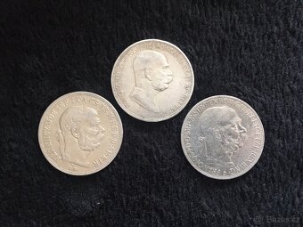 3 kusy 5 korun Rakousko Uhersko, stříbrné mince 1900 a 1909 - 2