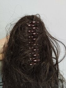 Vlasový příčesek tmavě hnědý s klipsou - 2