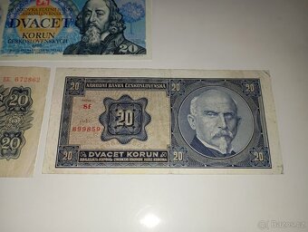 BANKOVKY 20 KČS 1927-1988, 3 RŮZNÉ EMISE, PĚKNÉ STAVY - 2