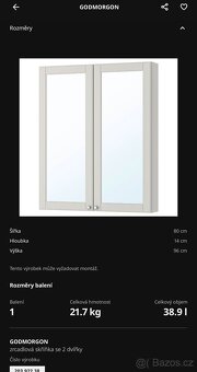 Godmorgon Ikea zrcadlová skříňka se dvířky - 2