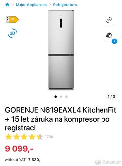 Lednice Gorenje N619EAXL4, 207/97 l, výborný stav – Praha Ch - 2
