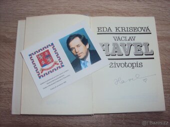 Podpis Václav Havel - I. Vydání knihy 1991, foto + lístek - 2