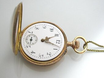 KRÁSNÉ 14K CELOZLATÉ KAPESNÍ HODINKY IWC SCHAFFHAUSEN - 2