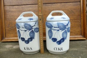 Porcelánové dózy Káva a Cukr, modré třešně Teplice - 2