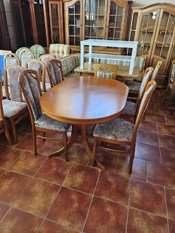 Oválný stůl rozkládací olše a židle - 2