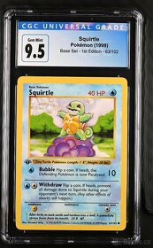 1st Edition Squirtle CGC 9.5 (PSA 10) Base Set Pokemon 1999. - 2