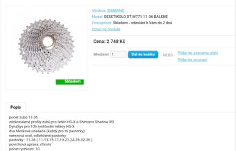 Nová kazeta Shimano XT 771/10 - 2
