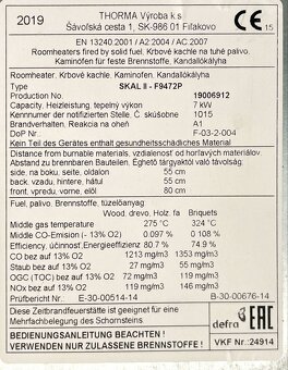 Krbová kamna SKAL II (7 kW) ve velmi dobrém stavu - 2