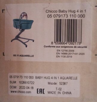 Chicco Postýlka / lehátko / židlička baby hug 4v1 aqarelle - 2