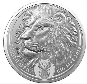 Stříbrná mince Big Five - Lion (Lev) 1 Oz 2019 první série - 2