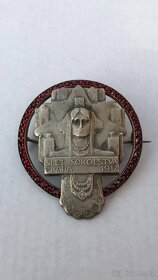 Odznak - Slet Sokolstva Praha 1912, Ag. Český granát - 2