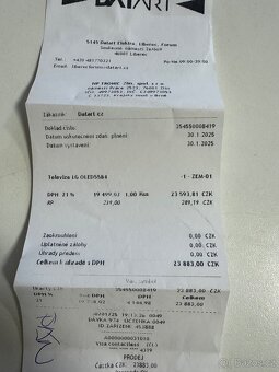 TV LG Oled 55B4 kupovaná 30.1.2025 24tis - 2