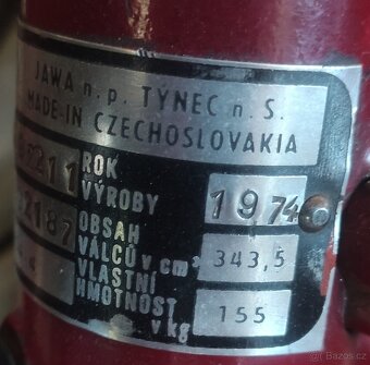 Jawa 350/634 - výrobní štítek - 2