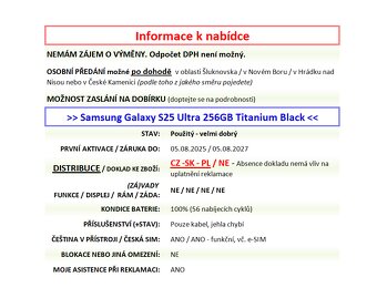 Samsung Galaxy S25 Ultra 256GB černý POUŽITO - 2