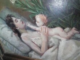 starý obraz žena s dítětem (Madona) - 2