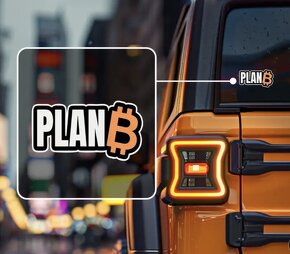 BIT.COIN samolepka na auto - PLAN B - 2