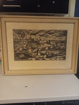 Obraz ,grafika ,F.Segert " Mostecko ' - 2