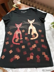 Nové  ručně  malované triko pro milovnice koček - 2
