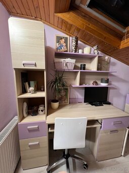 Dívčí dětský pokoj 7 dílů -postel, komoda, skříň, psací stůl - 2