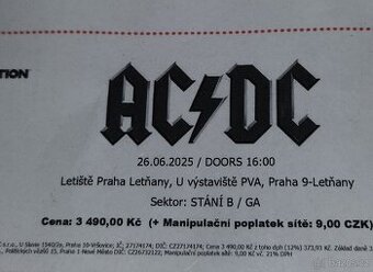Vstupenka na AC\DC 26.6.2025 - 2