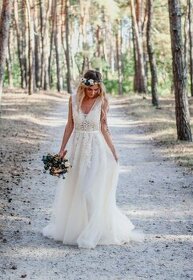 Nové čistě bílé boho svatební šaty - 2