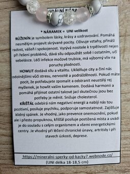 Náramek z minerálních korálků Ruzenin,Howlit.. - 2