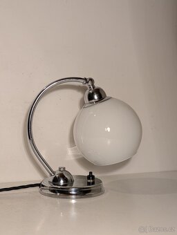 Art Deco lampička niklovaná mosaz , bílé stínidlo, TOP stav - 2