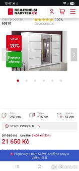 Nová šatní skříň 250cm s posuvnými dveřmi - 2