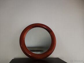 Starožitné dřevěné kruhové zrcadlo na stěnu - 2