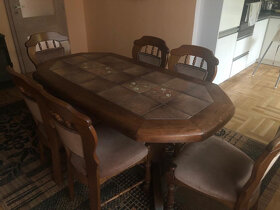 Holandský nábytek jídelní stůl + 6 židlí - 2