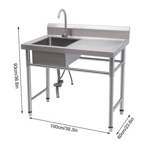 Nový samostatně stojící nerezový dřez včetně sifonu - 2