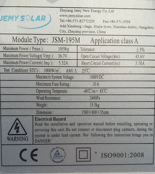 Solární panely Jemy Solar JSM - 2